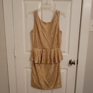 Gold peplum dress